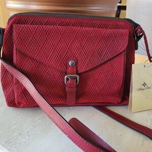 NWT Patricia Nash Leather Deep Red Shoulder Bag Crossbody Purse